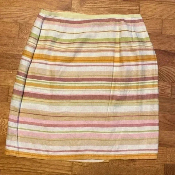 Ann Taylor 100% Linen Pastel Striped Wrap Skirt in Size 4. - Picture 5 of 9